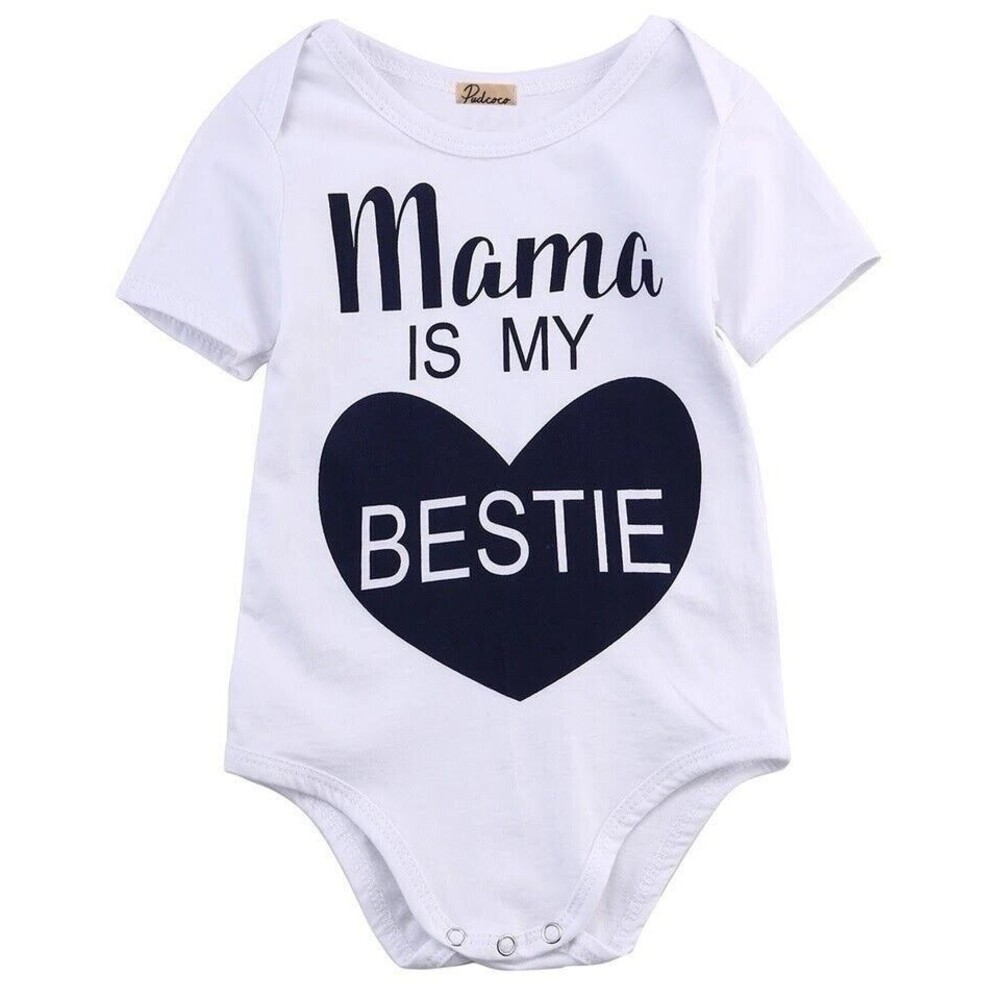 MAMA IS MY BESTIE Mothers Day Mommy Baby Girl Boy One Piece Bodysuit Outfit 3-6m